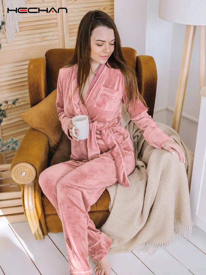 Ensemble Pyjama Deux Pièces À Manches Longues pour Femmes | Idéal pour L’Hiver Et Les Soirées À La Maison