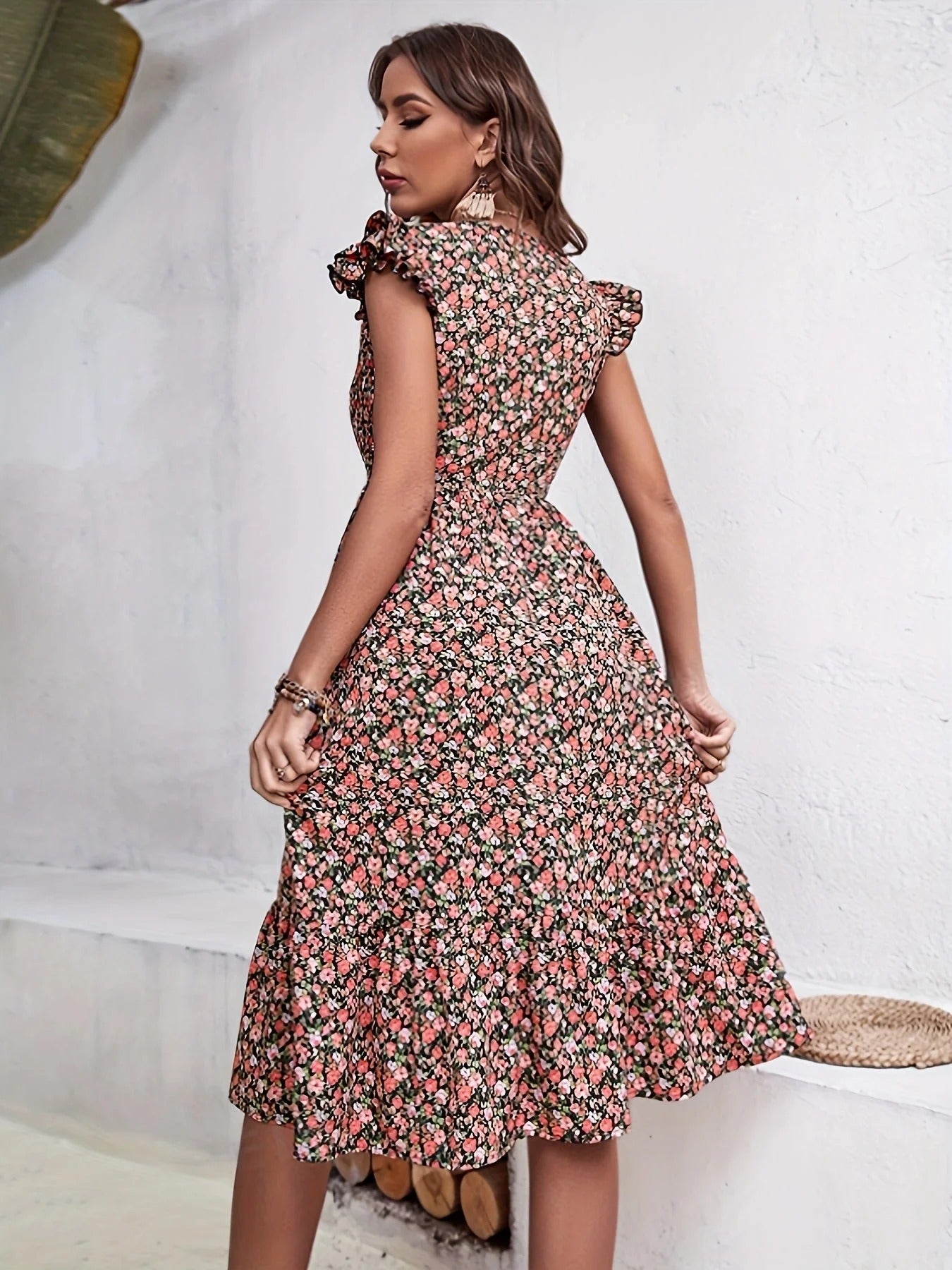 Robe Midi à Imprimé Floral pour Femme | Idéale pour les Mariages et les Événements de Printemps