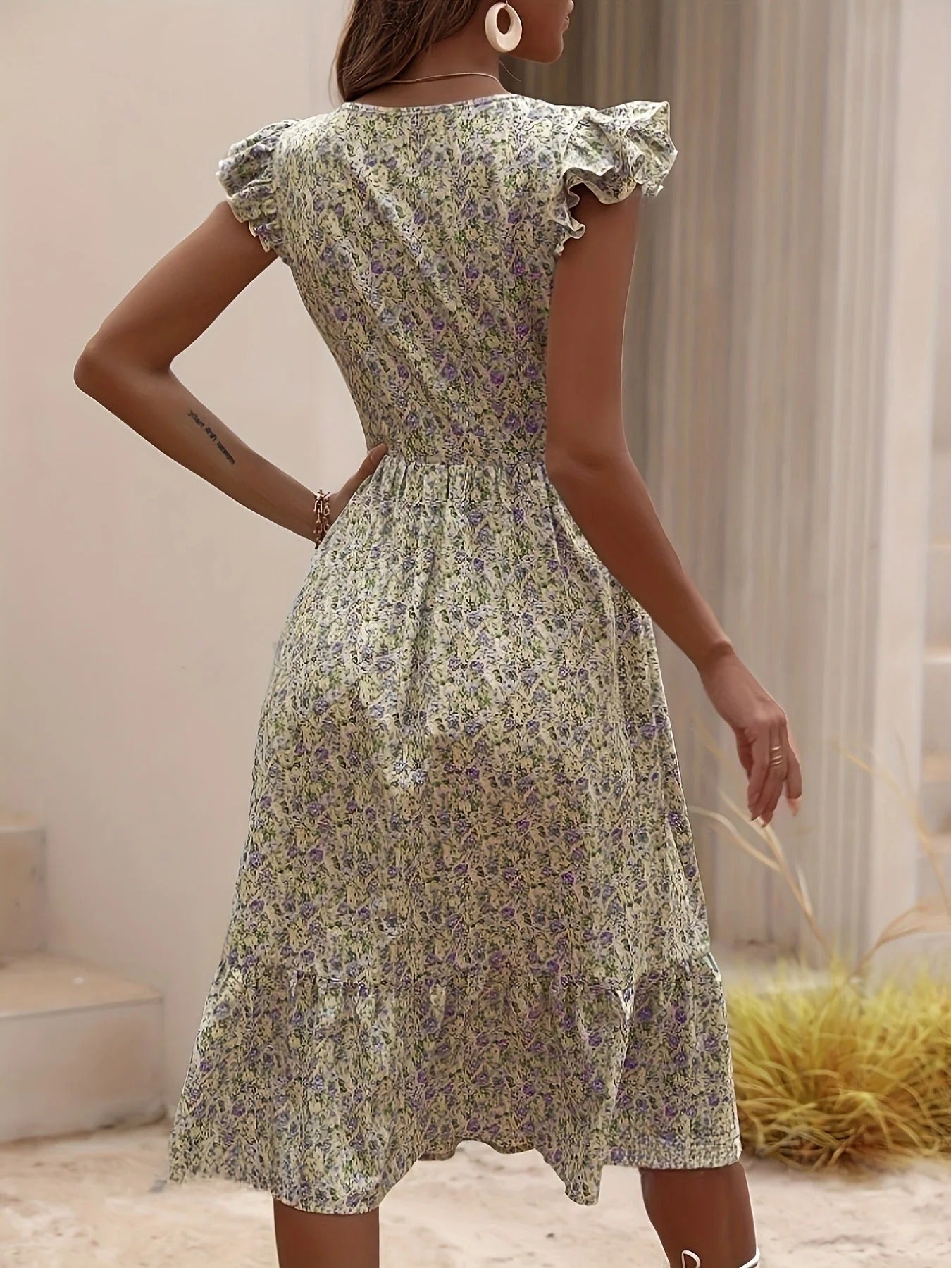 Robe Midi à Imprimé Floral pour Femme | Idéale pour les Mariages et les Événements de Printemps