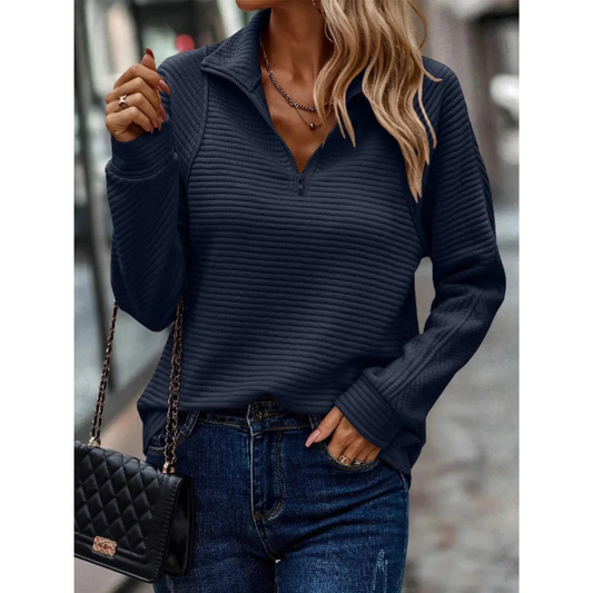 Pull À Col En V Avec Demi-Zip Pour Femmes | Idéal Pour Le Quotidien