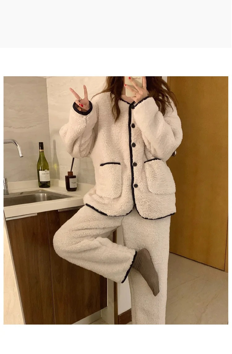 Ensemble Pyjama Deux Pièces À Manches Longues pour Femmes | Idéal pour L’Hiver Et Les Soirées À La Maison