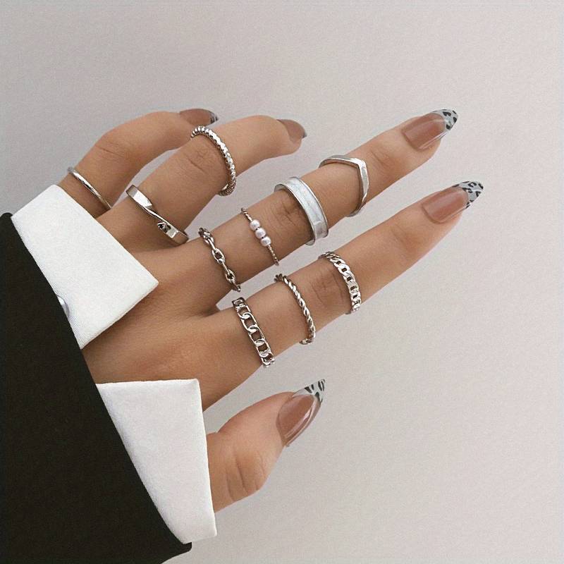 Lot de bagues à motifs pour femmes