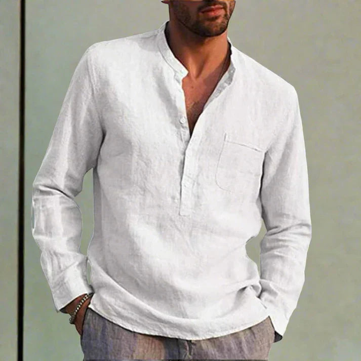 Chemise À Manches Longues Avec Poche Poitrine Et Coupe Décontractée Pour Homme | Idéale Pour Saison Chaude