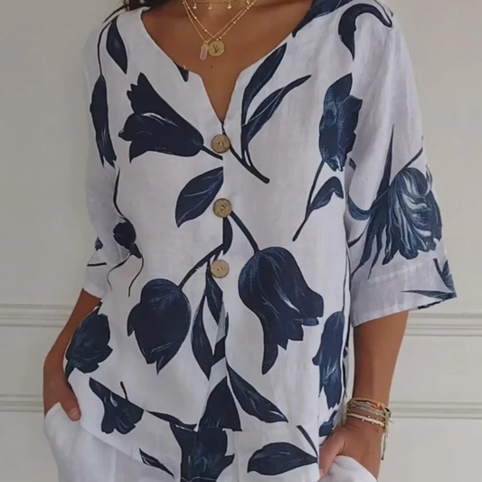Blouse à Motif Fleuri avec Coupe Ample pour Femme | Idéale pour les Journées Estivales Décontractées