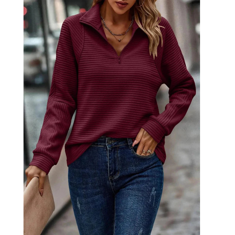 Pull À Col En V Avec Demi-Zip Pour Femmes | Idéal Pour Le Quotidien