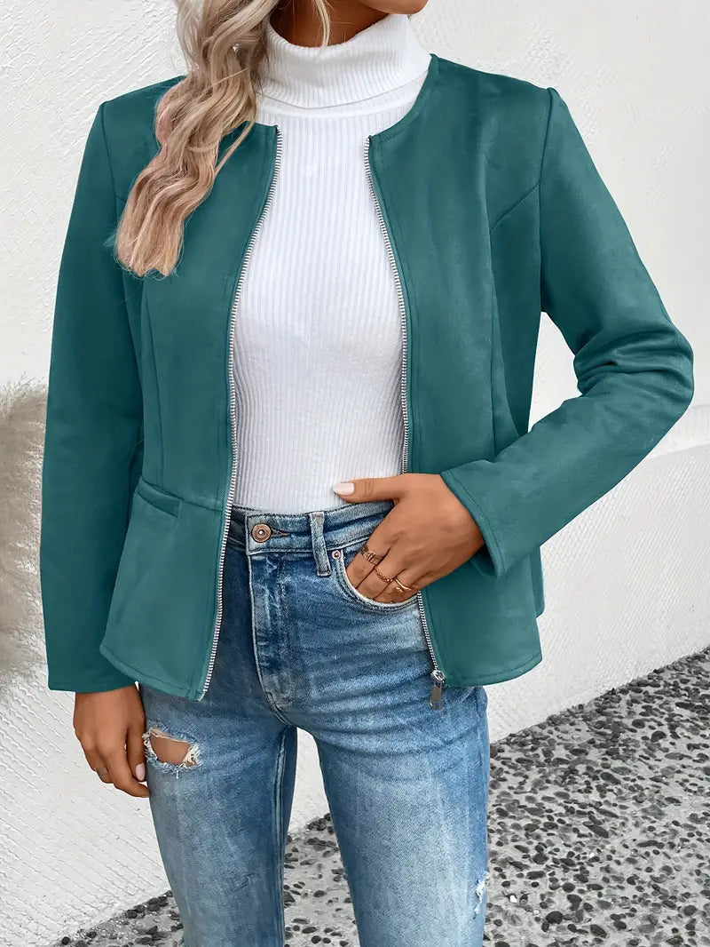 Veste Avec Fermeture Zippée Et Coupe Structurée Pour Femmes | Idéal Pour Les Saisons De Transition