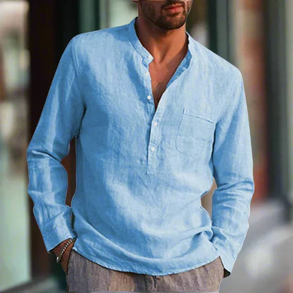 Chemise À Manches Longues Avec Poche Poitrine Et Coupe Décontractée Pour Homme | Idéale Pour Saison Chaude
