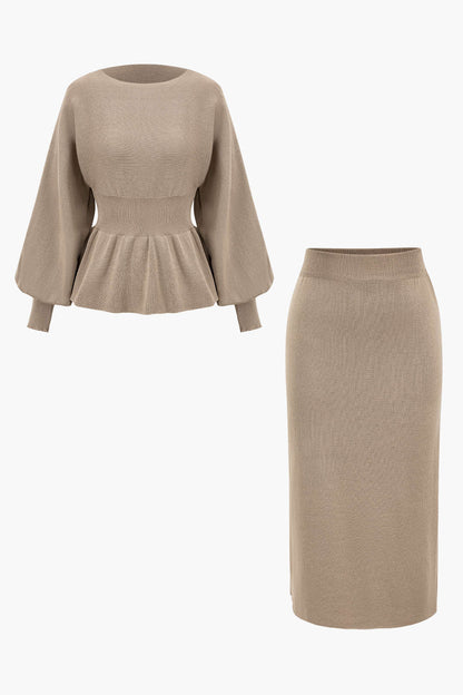 Ensemble Deux Pièces avec Haut Peplum et Jupe Crayon pour Femme | Idéal pour le Quotidien et le Travail