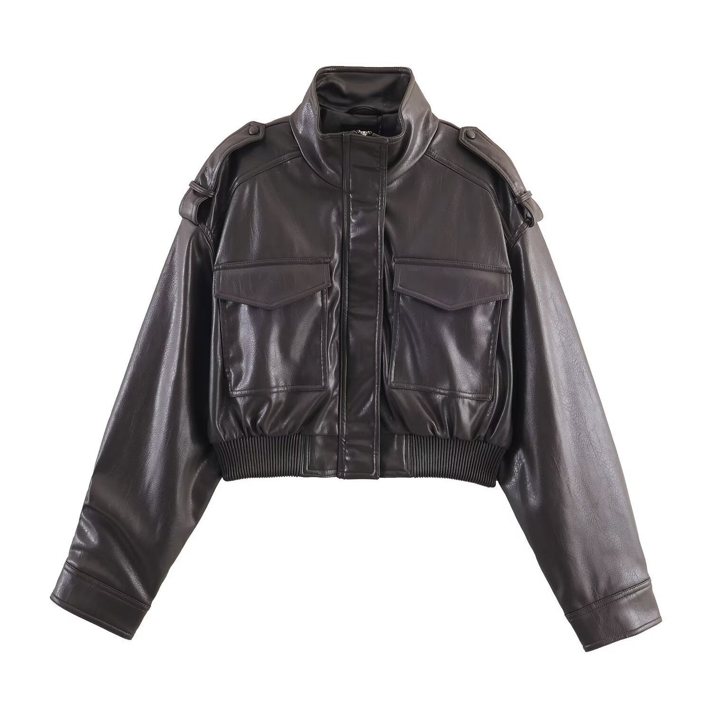 Blouson bomber à col montant et poches à rabat pour femme | Idéal pour l'automne