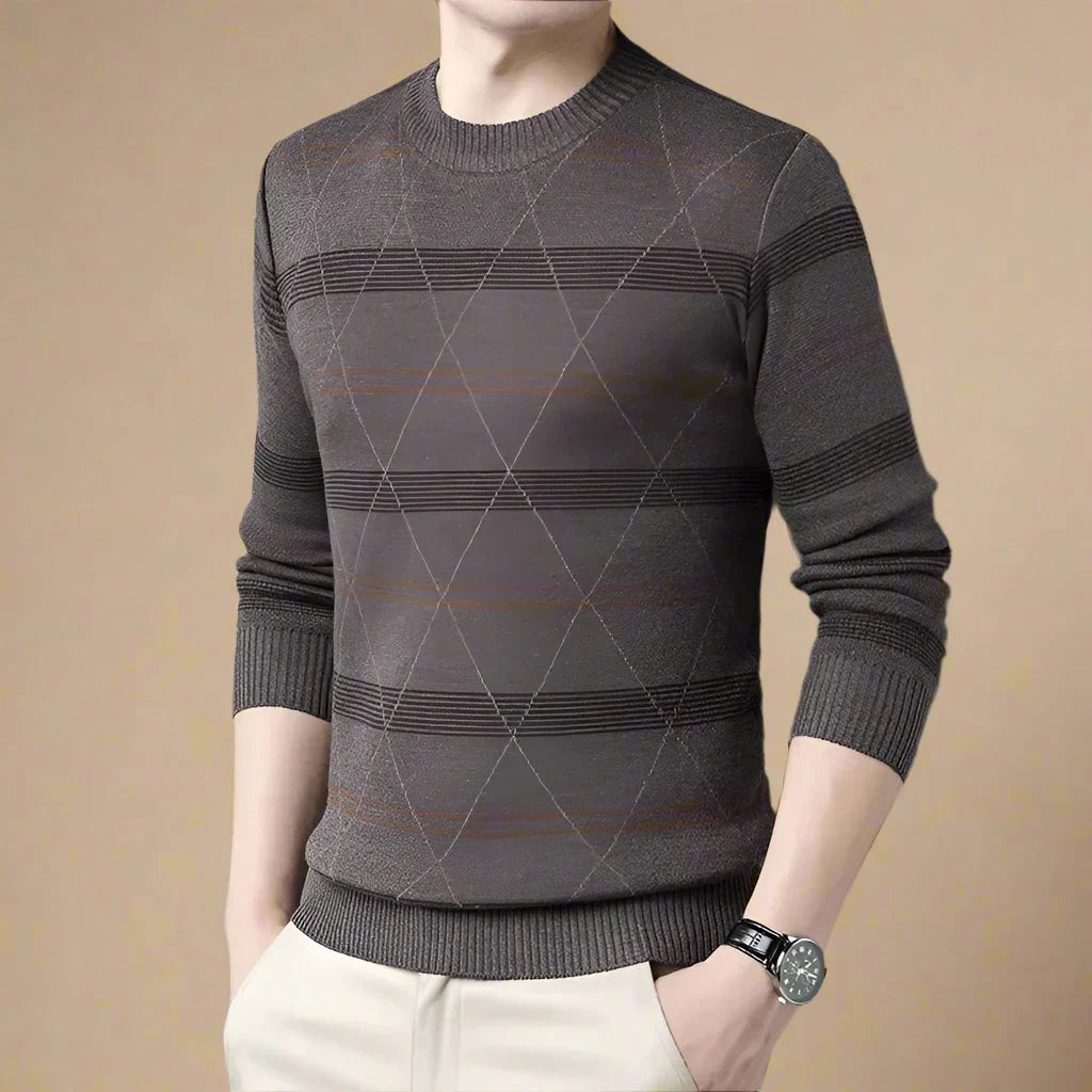 Pull À Motifs Discrets Avec Col Rond Pour Homme | Idéal Pour Le Quotidien Et Les Occasions Habillées