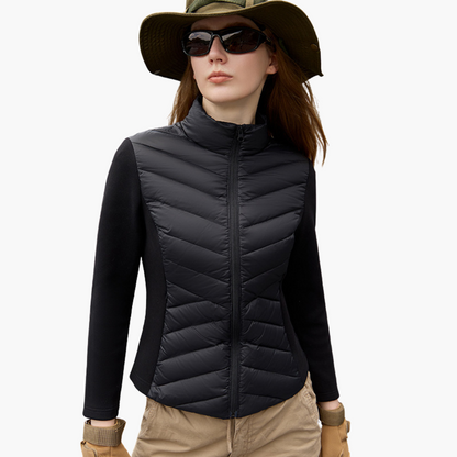 Veste Hybride à Fermeture Éclair et Panneaux pour Femme | Idéale pour les Activités Extérieures et la Mi-Saison