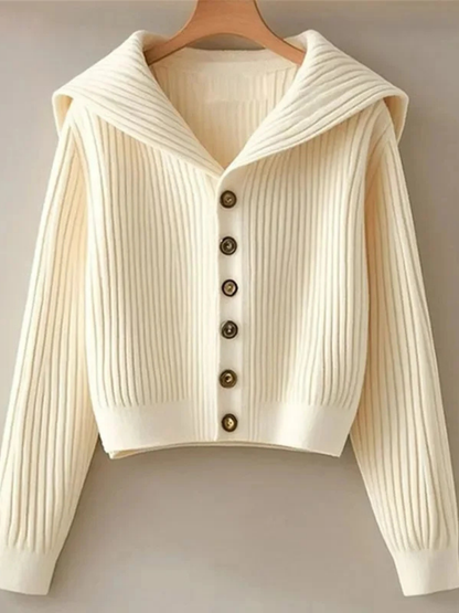 Cardigan côtelé à col châle boutonné pour femme | Idéal pour l’automne