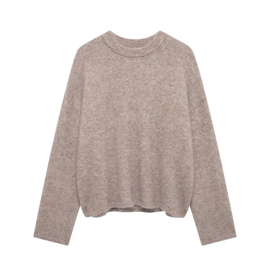 Pull Uni à Col Rond avec Coupe Ample pour Femme | Idéal pour Usage Quotidien