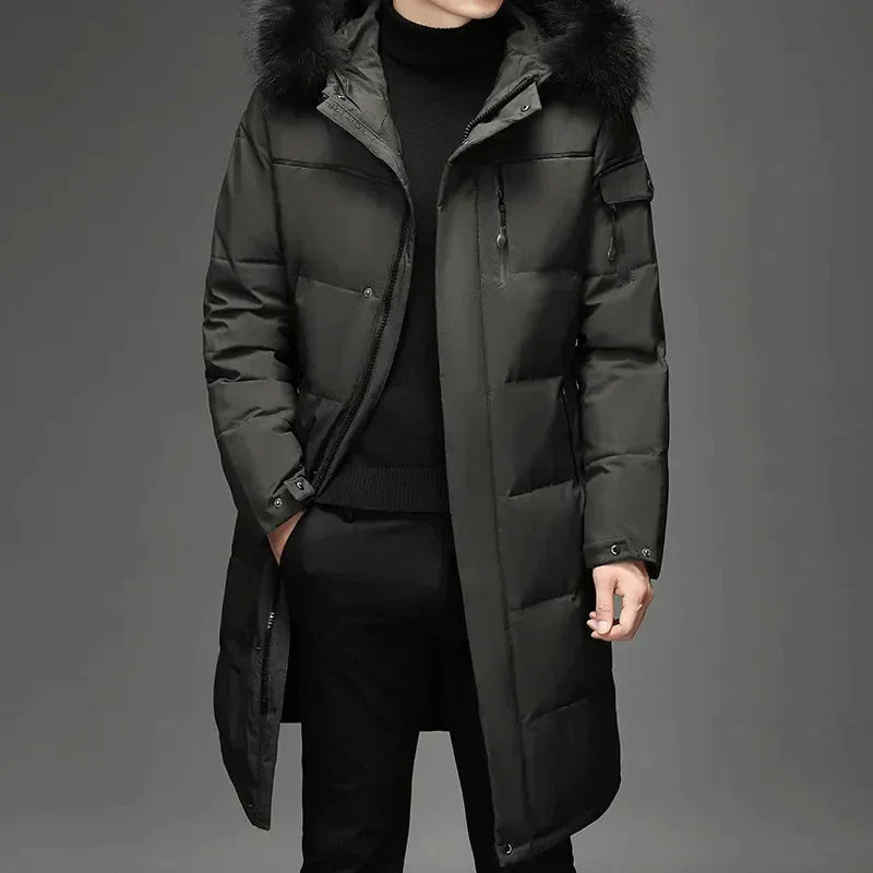 Parka Longue avec Capuche Ajustable pour Homme | Idéale pour Temps Froid en Extérieur