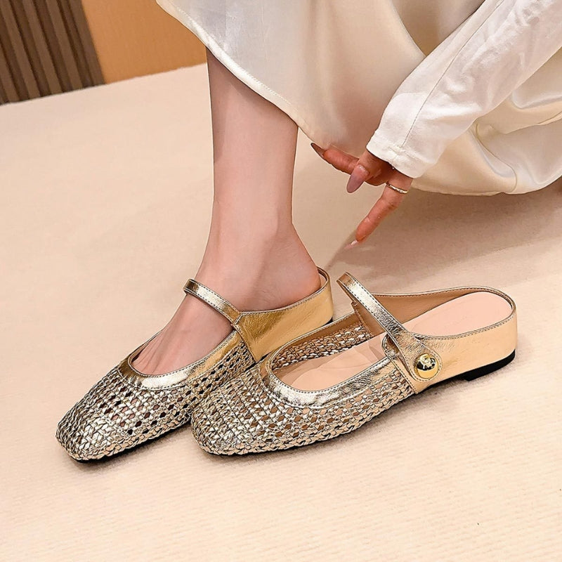 Mules Plates Tressées Avec Bride Réglable Pour Femmes | Idéales Au Quotidien