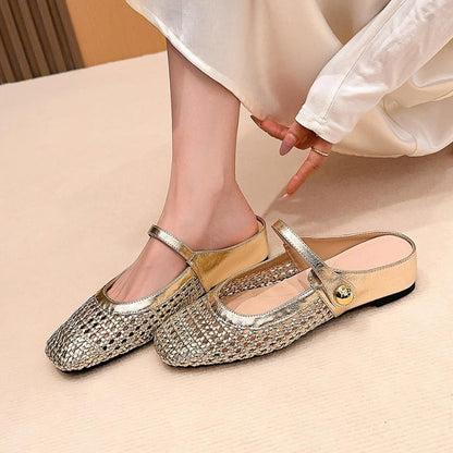 Mules Plates Tressées Avec Bride Réglable Pour Femmes | Idéales Au Quotidien