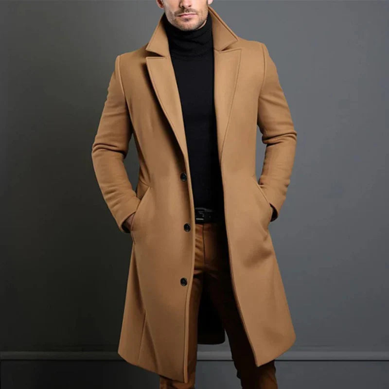 Manteau Long à Col Classique pour Homme | Idéal pour les Journées Fraîches