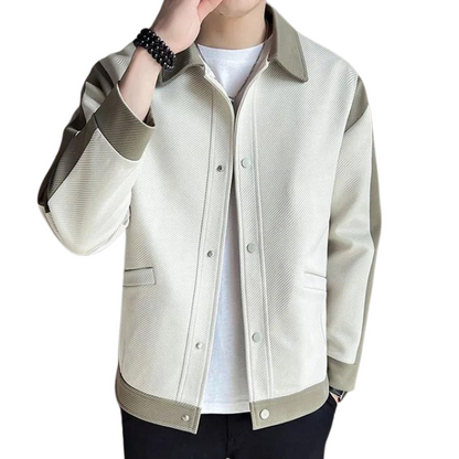 Veste Patchwork avec Col Classique et Fermeture à Pression pour Homme | Idéale pour un Usage Quotidien et Décontracté