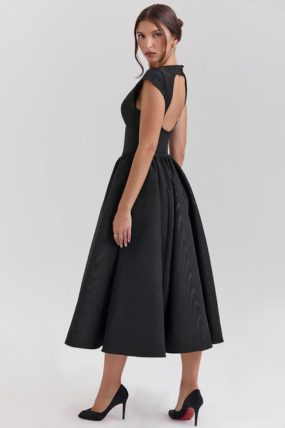 Robe Midi Avec Taille Ajustée Et Jupe Fluide Pour Femmes | Idéal Pour Événements Formels