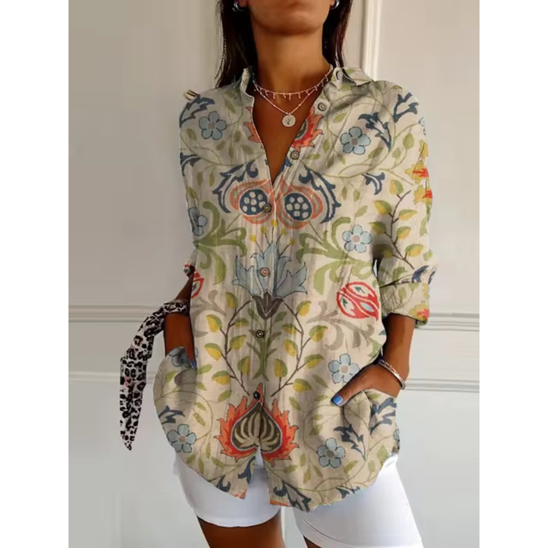 Blouse à Manches Longues avec Motif Floral pour Femme | Idéale pour les Journées ensoleillées