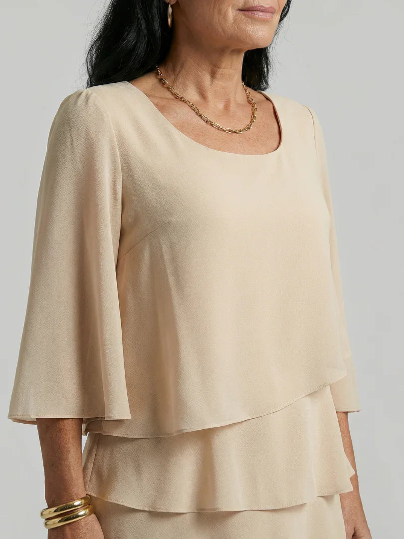 Robe superposée à manches évasées pour femmes