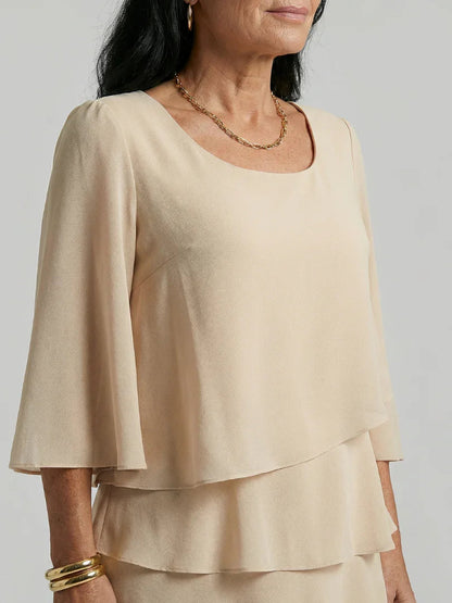 Robe superposée à manches évasées pour femmes
