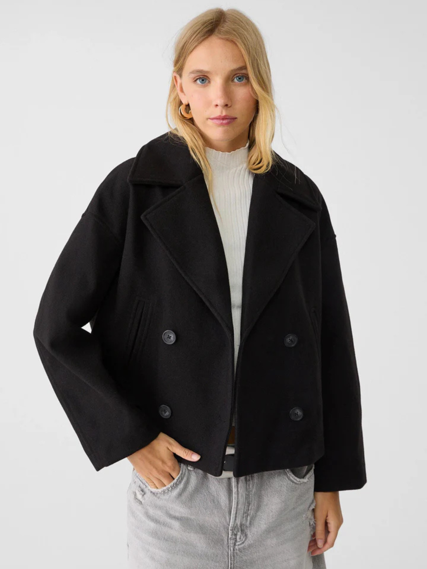 Veste courte croisée à col cranté pour femme | Idéal pour l’automne et le quotidien