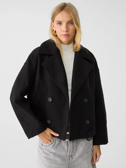 Veste courte croisée à col cranté pour femme | Idéal pour l’automne et le quotidien