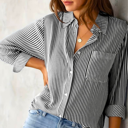 Blouse Rayée À Manches Longues Avec Coupe Ample Pour Femme | Idéale Pour Usage Quotidien Et Loisirs