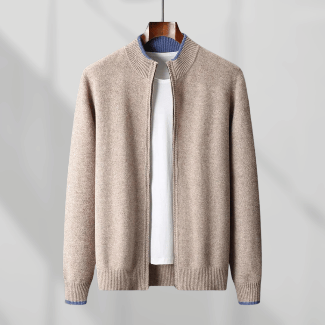 Veste Zippée avec Coupe Ajustée et Détails Côtelés pour Hommes | Idéale pour Automne et Hiver