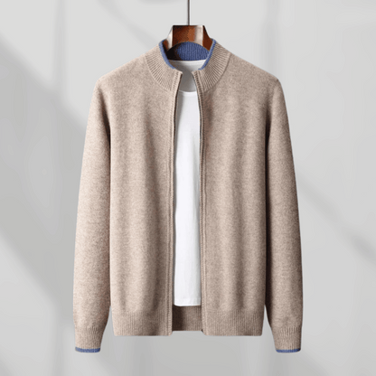 Veste Zippée avec Coupe Ajustée et Détails Côtelés pour Hommes | Idéale pour Automne et Hiver