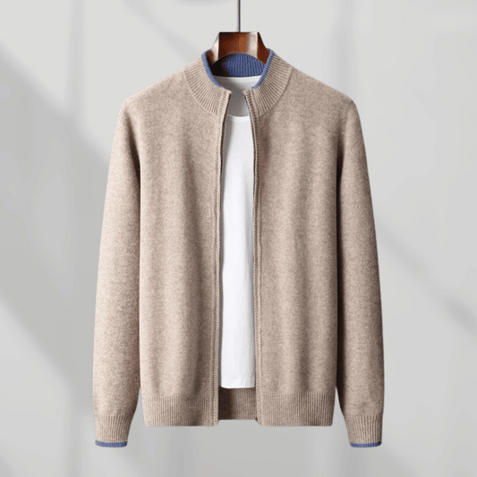Veste Zippée avec Coupe Ajustée et Détails Côtelés pour Hommes | Idéale pour Automne et Hiver