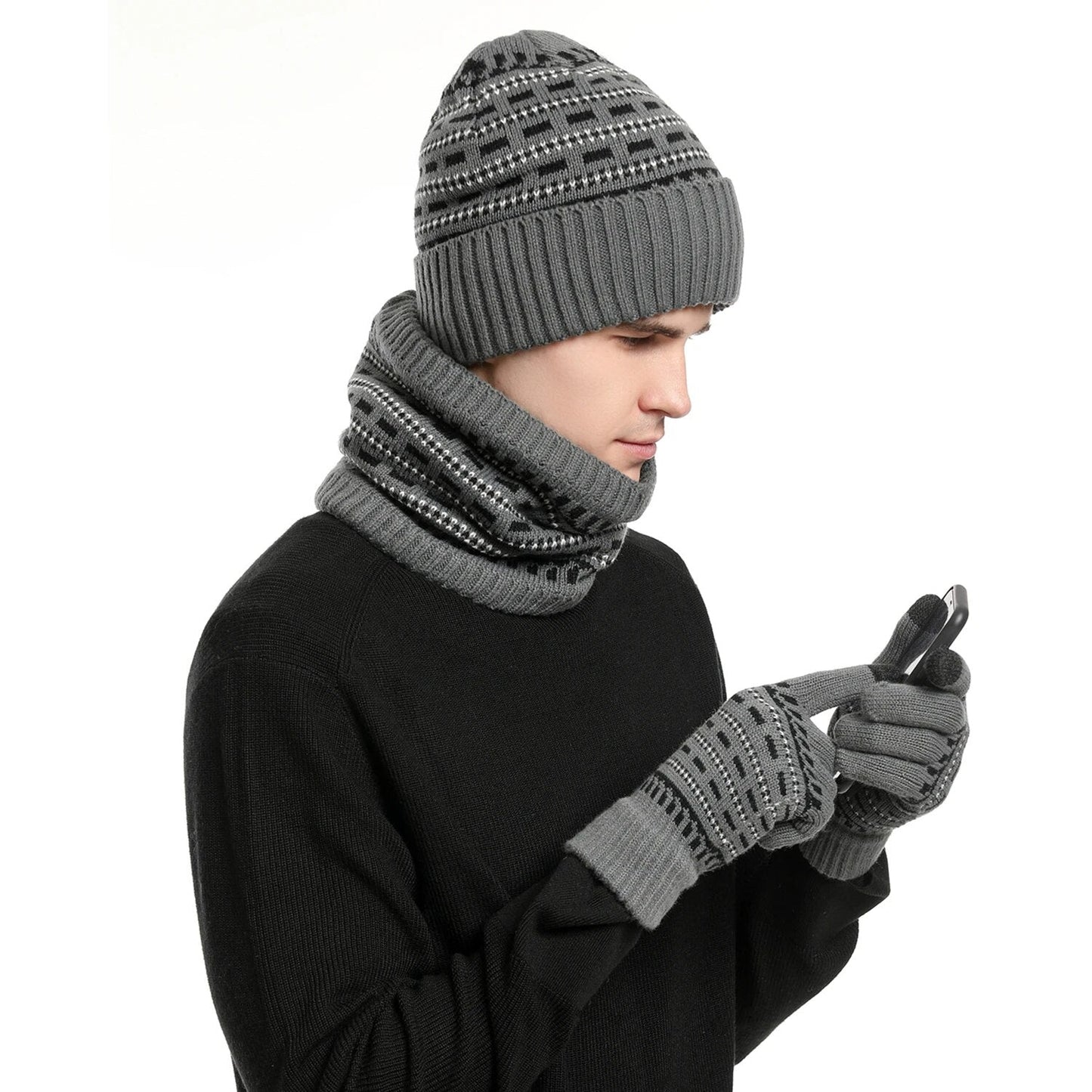 Ensemble Hiver 3 Pièces avec Bonnet, Écharpe et Gants pour Adultes | Idéal pour la Saison Froide