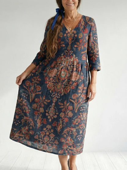 Robe midi à imprimé floral pour femmes