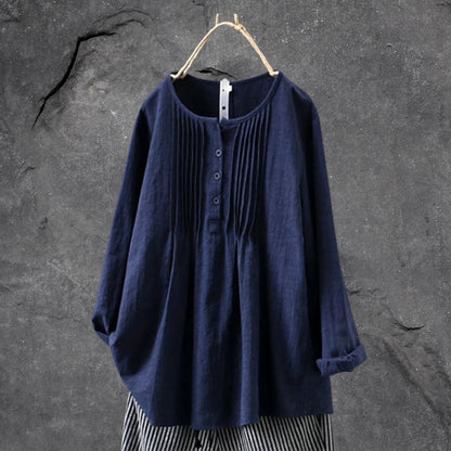 Blouse Légère avec Boutons et Plis Fins pour Femme | Idéale pour l’Été