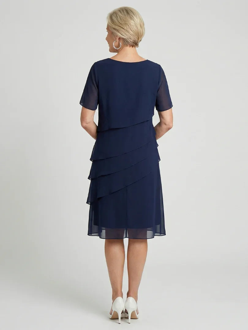 Robe À Superpositions Avec Col Rond Et Manches Courtes Pour Femme | Idéale Pour Toutes Les Saisons