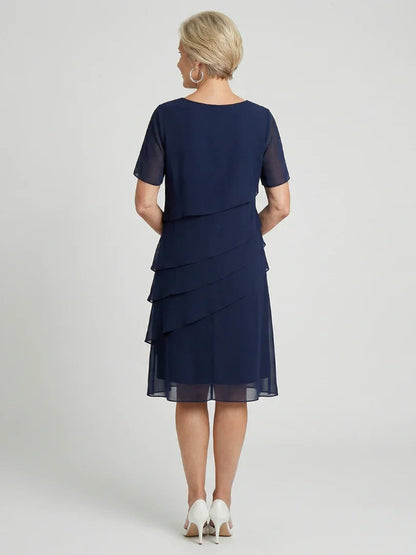 Robe À Superpositions Avec Col Rond Et Manches Courtes Pour Femme | Idéale Pour Toutes Les Saisons