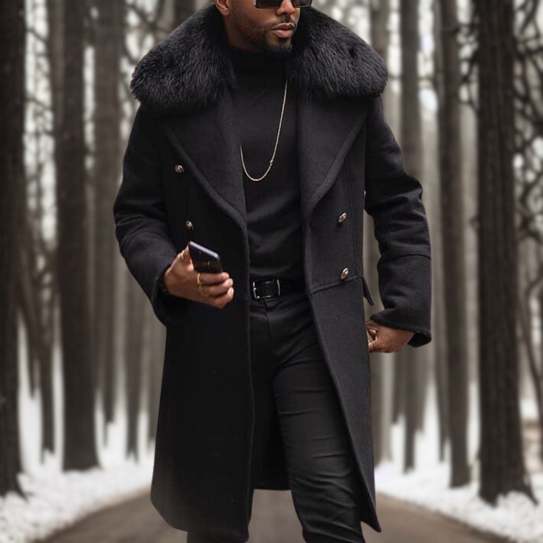 Manteau Long à Double Boutonnage avec Col Revers pour Hommes | Idéal pour l’Automne, l’Hiver et le Printemps