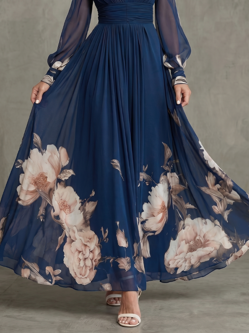 Robe longue à col V pour femmes