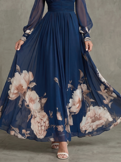Robe longue à col V pour femmes