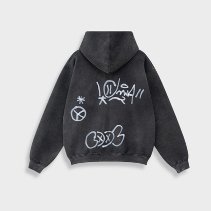 Sweat à Capuche Oversize avec Imprimé Graffiti pour Adultes | Idéal pour les Tenues Urbaines
