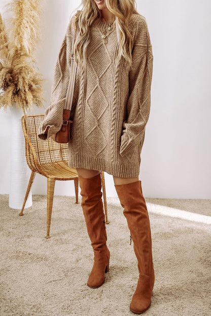 Pull Long avec Motif À Losanges pour Femme | Idéal pour La Saison Fraîche