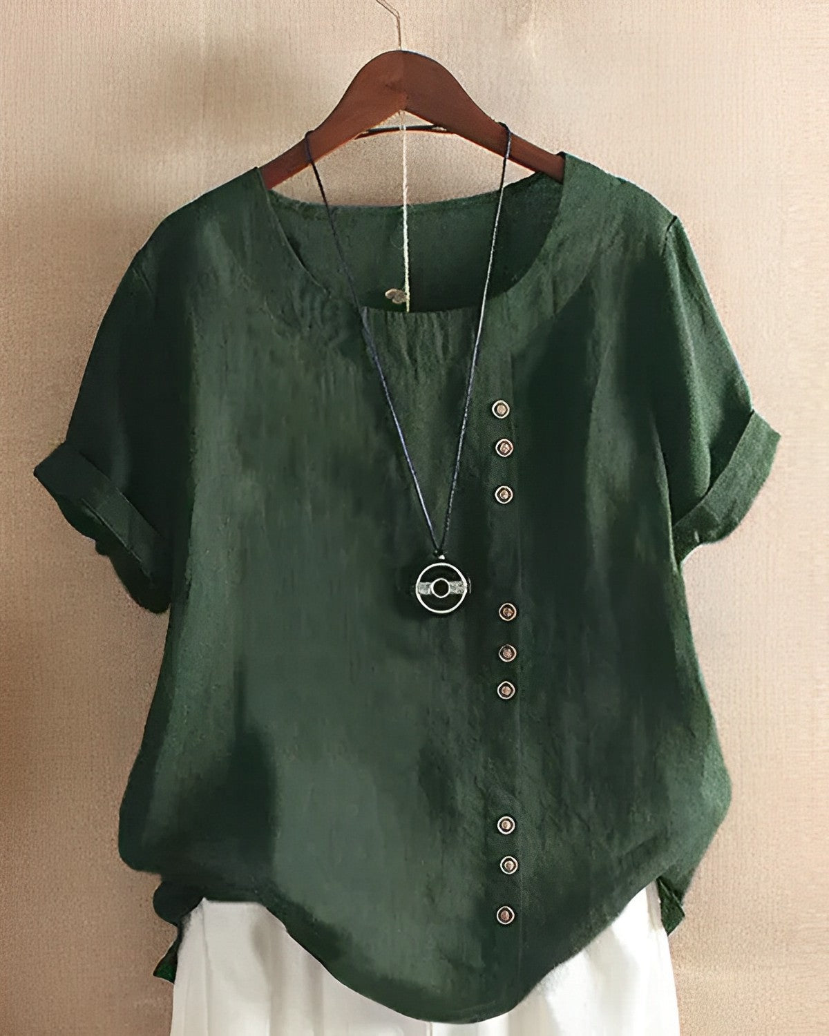 Blouse Unie à Manches Courtes avec Encolure Ronde pour Femme | Idéale pour les Journées Décontractées