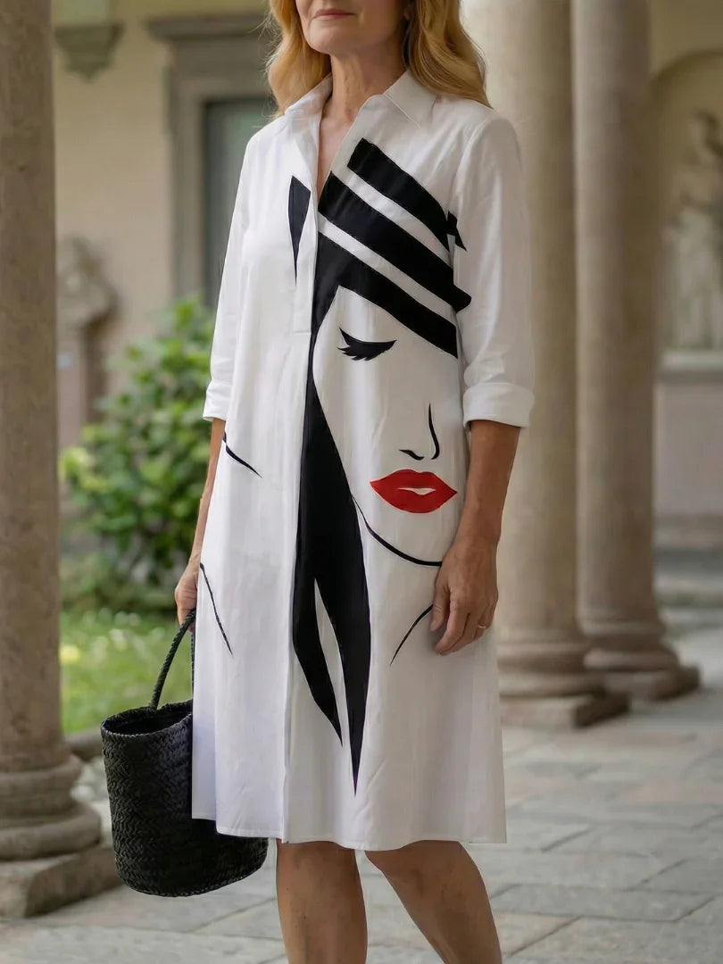 Robe chemise à imprimé graphique pour femmes