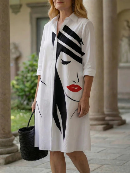 Robe chemise à imprimé graphique pour femmes