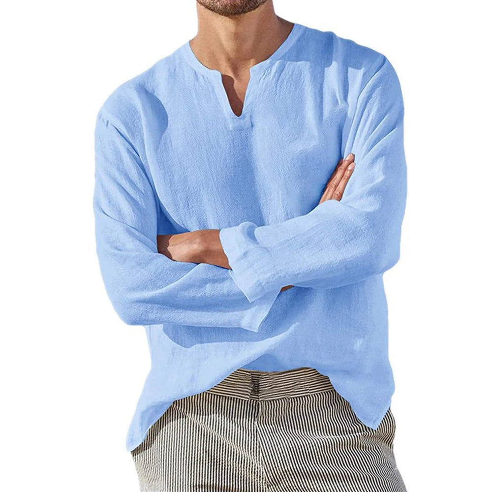 Chemise À Col V Avec Manches Longues Pour Homme | Idéal Pour Usage Quotidien