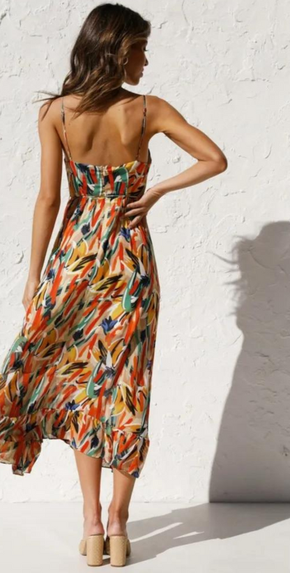 Robe Colorée avec Col Rond pour Femmes | Idéale pour l’Été et les Sorties en Soirée