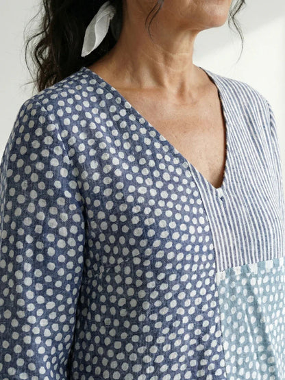 Robe midi à motifs patchwork pour femmes