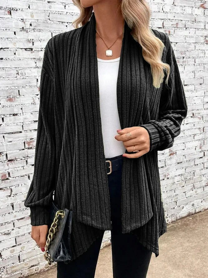 Cardigan côtelé à devant ouvert pour femme | Idéal pour l'automne