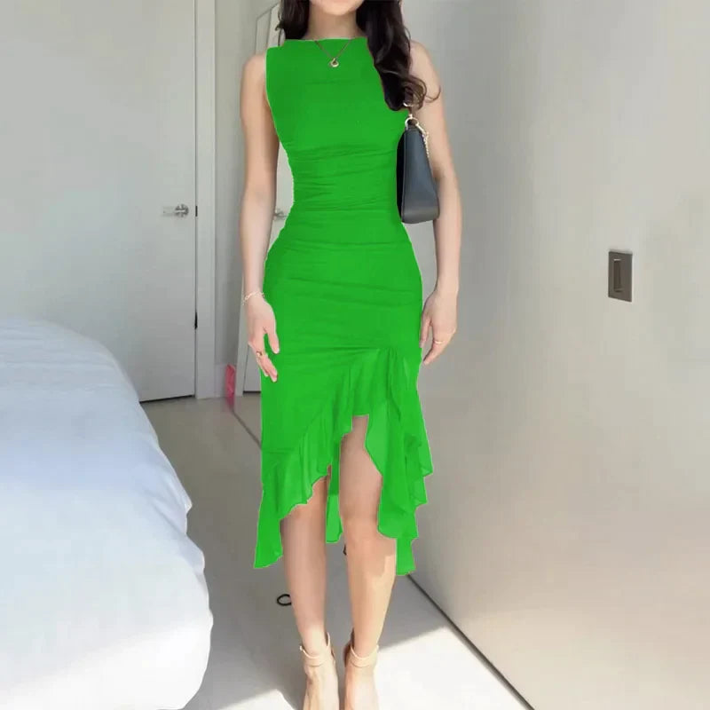 Robe Sans Manches Avec Plis Pour Femme | Idéale Pour Le Quotidien Et Les Événements